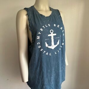 On edge XL Coastal Living Blue Sleeveless Top